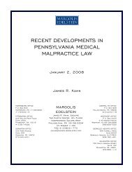 recent developments in pennsylvania medical malpractice law