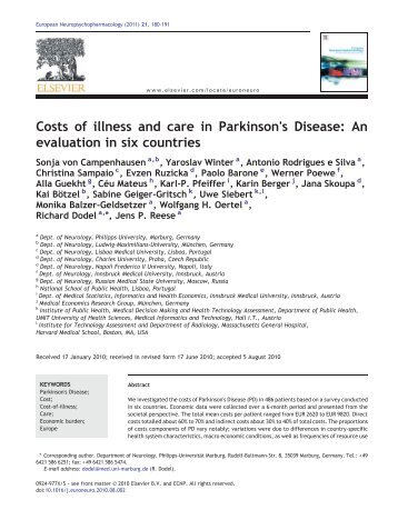 Costs of illness and care in Parkinson's Disease: An evaluation in ...