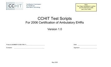 CCHIT Test Scripts