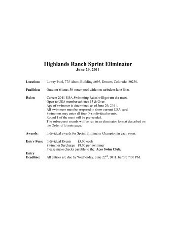 HRA Sprint Eliminator - Aces Swim Club
