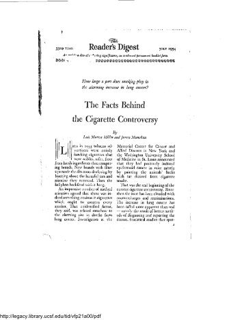 Reader's Digest The Facts Behind the Cigarette Controversy