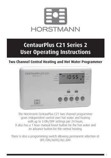 CentaurPlus C21 Series 2 User Operating Instructions - Horstmann