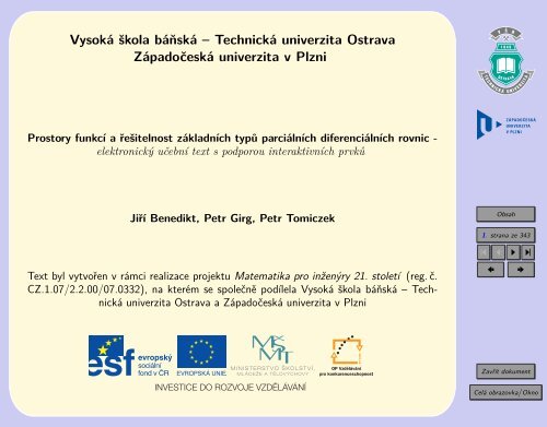 Prostory funkcÃ­ a ÅeÅ¡itelnost zÃ¡kladnÃ­ch typÅ¯ PDR - Matematika pro ...