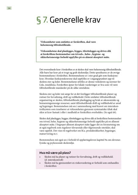 Miljø og helse i skolen (pdf) - Helsedirektoratet