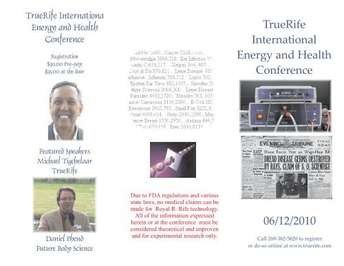 TrueRife International Energy and Health Conference 06/12/2010