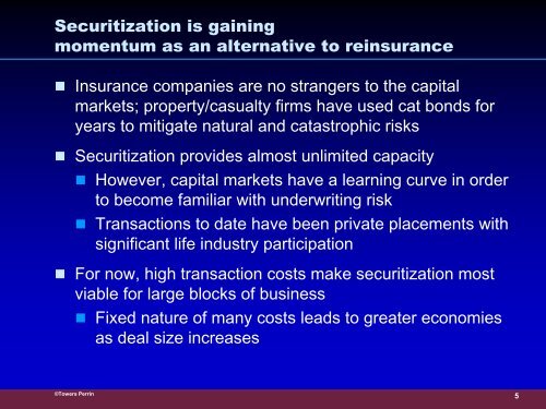 Life Insurance Securitization - The Actuaries' Club of the Southwest