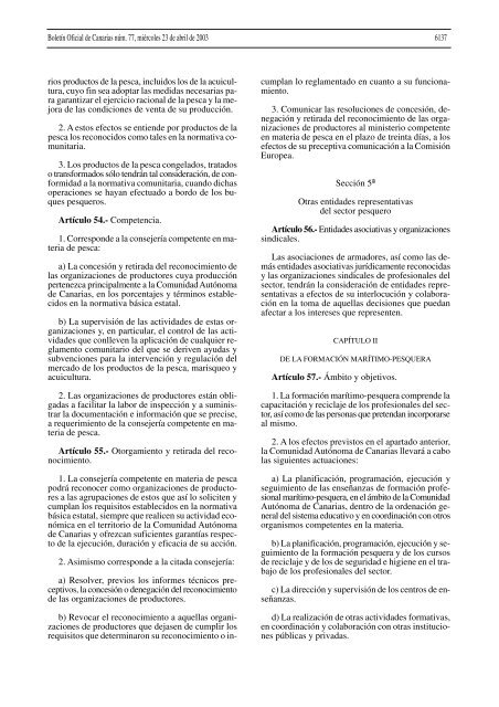 Ley de Pesca - Gobierno de Canarias