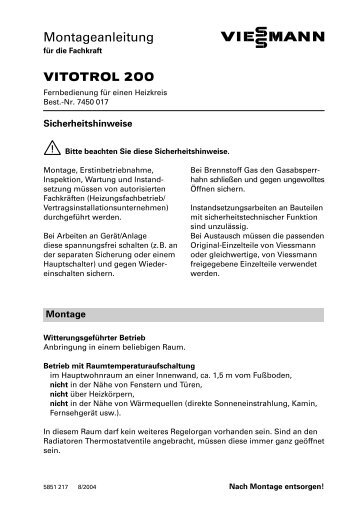 Montageanleitung VITOTROL 200 - 3-Liter-Heizung.de Online Shop
