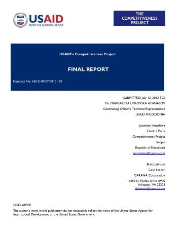 FINAL REPORT - USAID Macedonia