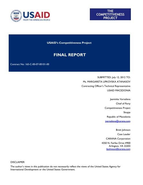 FINAL REPORT - USAID Macedonia