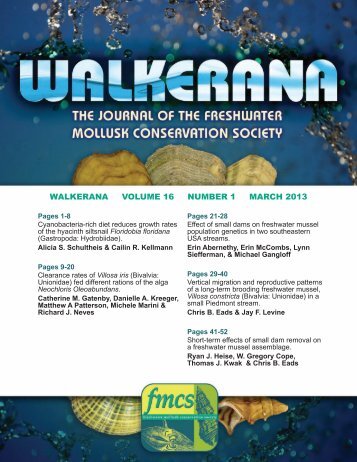 walkerana volume 16 number 1 march 2013 - FMCS-Freshwater ...