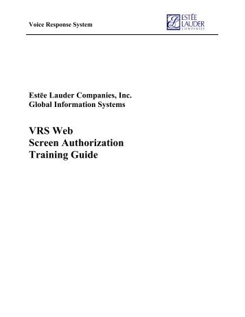VRS Web Manual - login - EstÃ©e Lauder Companies