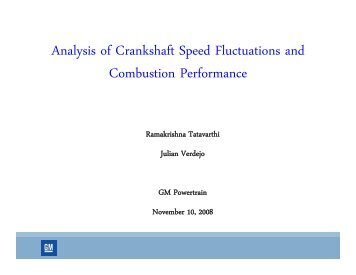 Analysis of Crankshaft Speed Fluctuations and Combustion ...