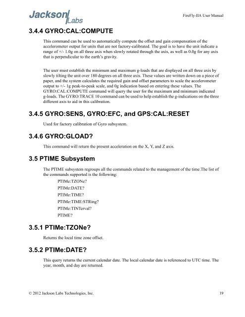 FireFly-IIA User Manual - Jackson Labs Technologies, Inc.