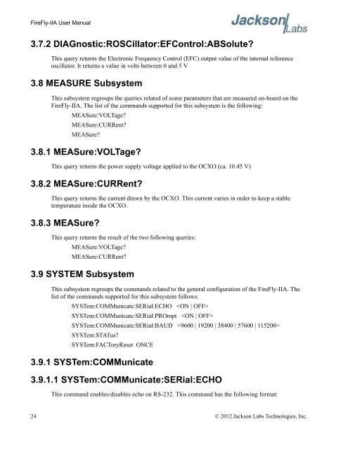 FireFly-IIA User Manual - Jackson Labs Technologies, Inc.