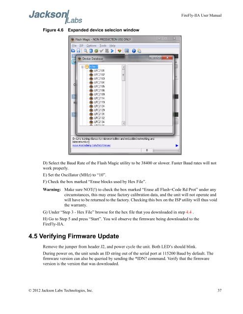 FireFly-IIA User Manual - Jackson Labs Technologies, Inc.