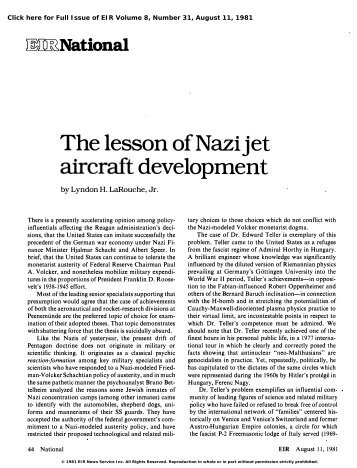 The Lesson of  Nazi  Jet Aircraft Development - Executive Intelligence ...