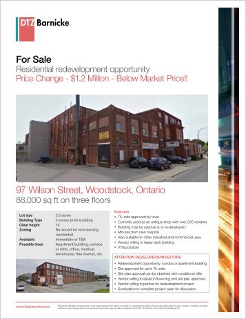 For Sale 97 Wilson Street, Woodstock, Ontario - DTZ