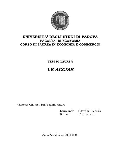 LE ACCISE - Scuola Superiore di economia e finanza