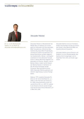 Curriculum Vitae - Walder Wyss Ltd.