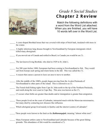Grade 8 Social Studies Chapter 2 Review