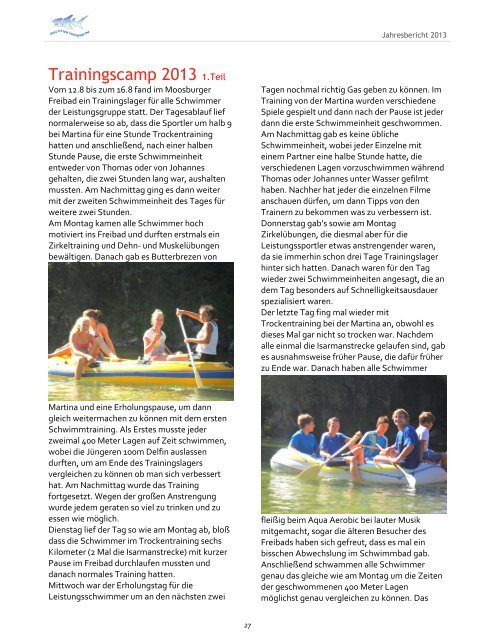Jahresbericht 2013 - SGM Schwimmabteilung