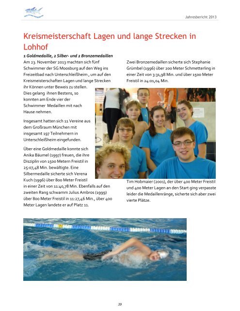 Jahresbericht 2013 - SGM Schwimmabteilung