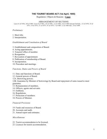 THE TOURIST BOARD ACT - Jamaica Tourist Board