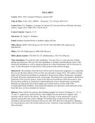 MAC 3474 Honors Calculus III Shabanov - University of Florida ...