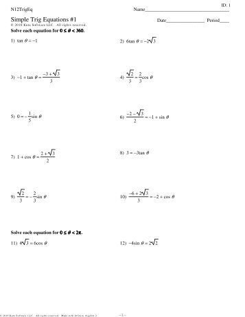 N12TrigEq - Simple Trig Equations #1 - Cobb Learning