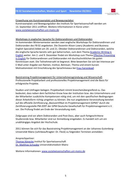 Newsletter 03/2011 - Fachbereich 02 - Johannes Gutenberg ...