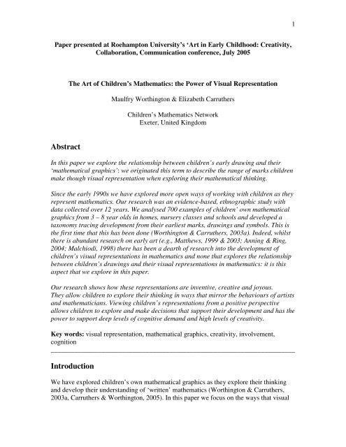 Abstract Introduction - Children's Mathematics Network