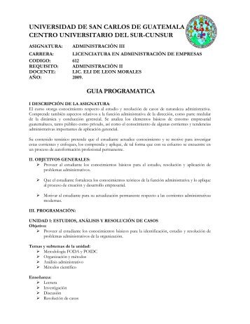 ciclo 6 2009 guia administracion iii - Usac