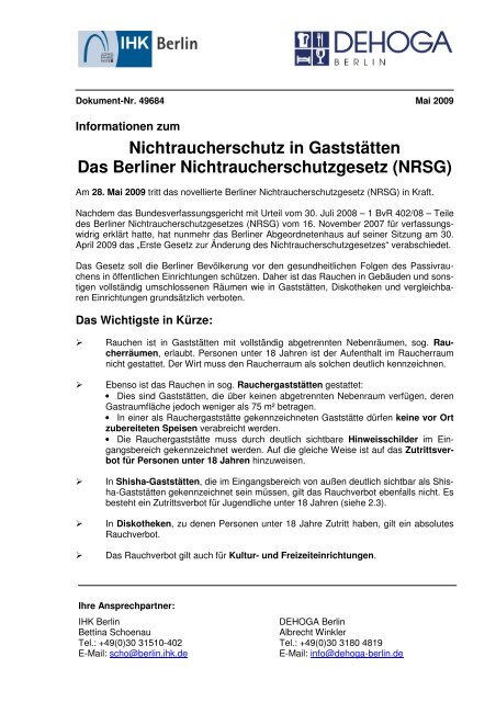 Merkblatt zum NRSG - Nichtraucherbund Berlin e.V.