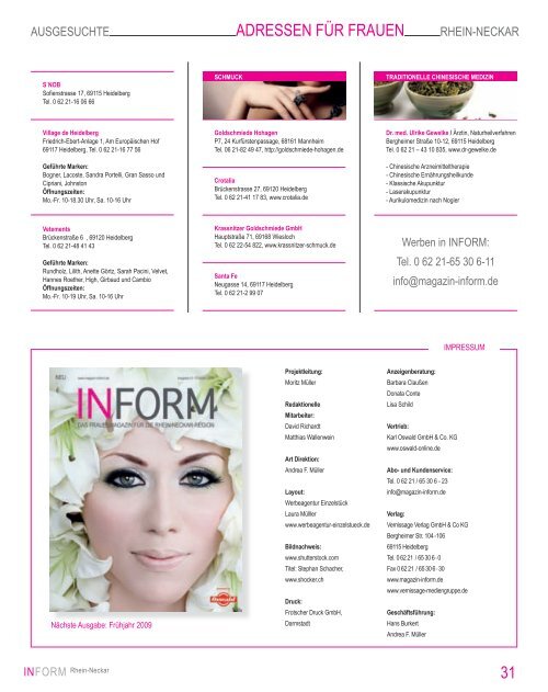 Femmes Fatales - INFORM - Das Regionale  Frauenmagazin