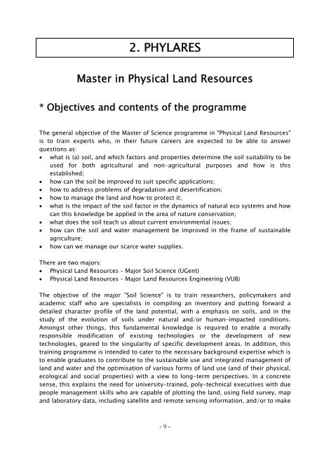 C O N T E N T S - Physical Land Resources - Vrije Universiteit Brussel
