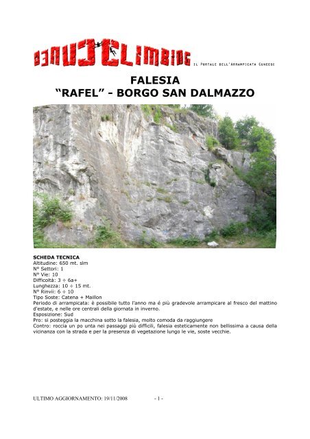 FALESIA âRAFELâ - BORGO SAN DALMAZZO - Cuneoclimbing