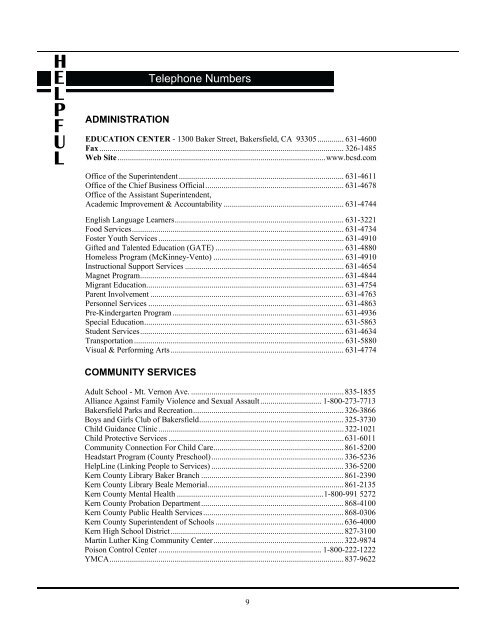 A Reference Guide of the Bakersfield City School District