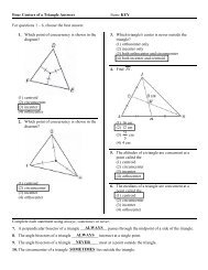 Four Centers of a Triangle Answers Name KEY For questions 1 â 6 ...