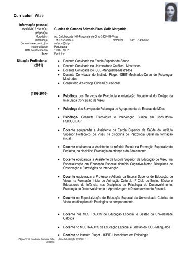 Europass-Curriculum Vitae - Universidade Católica Portuguesa