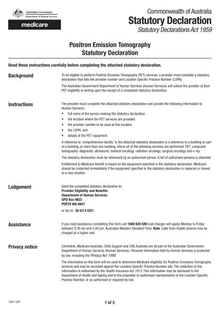 Statutory declaration centrelink