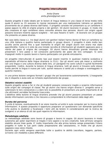 Progetto intervento didattico