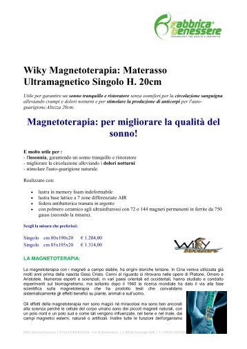 Wiky Magnetoterapia: Materasso Ultramagnetico Singolo H. 20cm ...