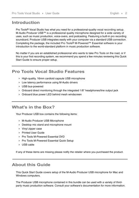 Pro Tools Vocal Studio - M-Audio