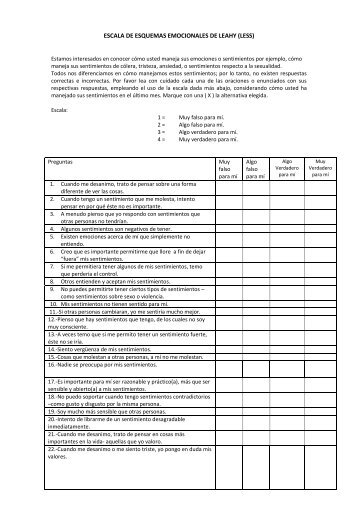 ESCALA DE ESQUEMAS EMOCIONALES DE LEAHY (LESS)