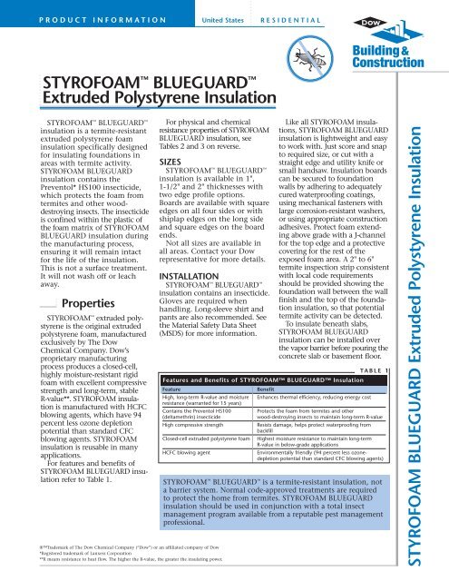 Styrofoam Blueguard Extruded Polystyrene Insulation
