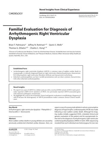 Familial Evaluation for Diagnosis of Arrhythmogenic Right ...