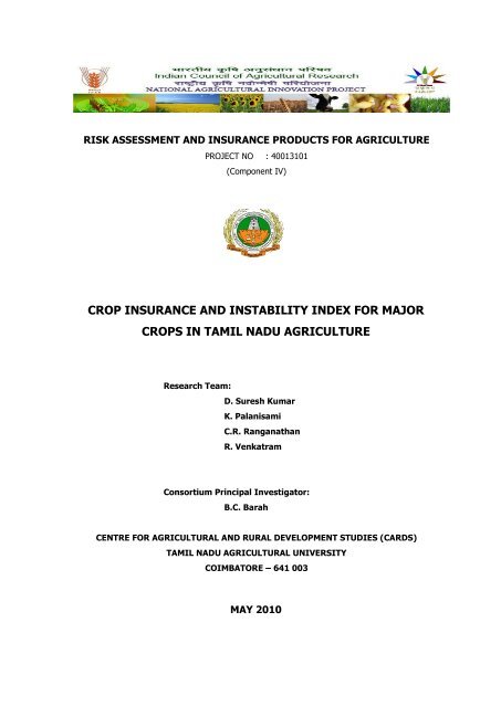 AN ANALYSIS OF CROP INSURANCE AND INSTABILITY IN - NCAP