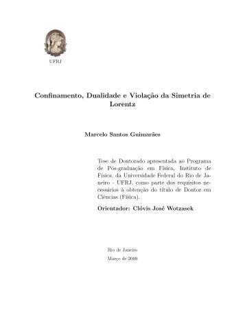 Confinamento, Dualidade e Violação da Simetria de Lorentz - UFRJ