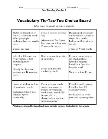Vocabularychoiceboard - Cobb Learning